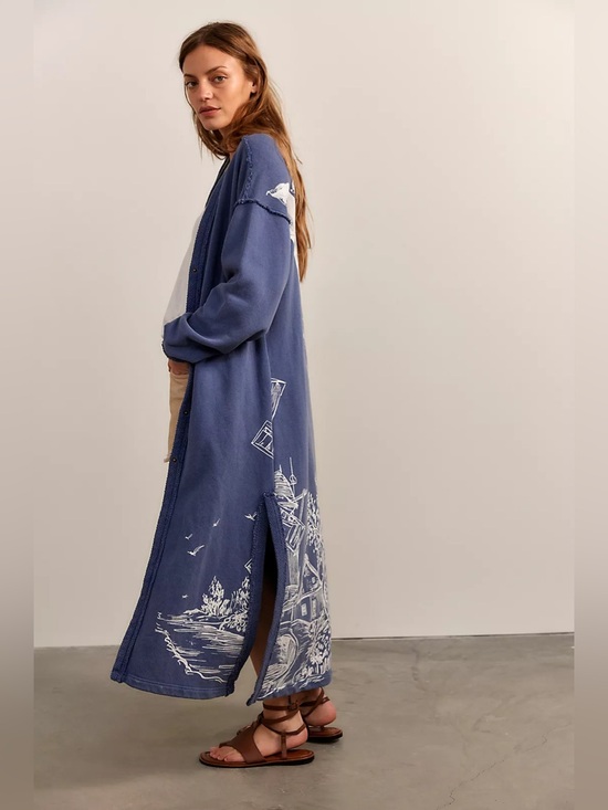 Free People Sweaters - NWT FREE PEOPLE Dutch Maxi Cardi | Navy Combo MSRP $198 Size M